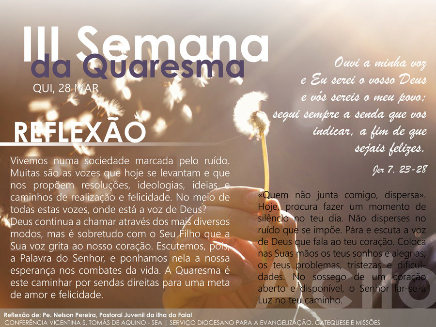 5ª feira da III semana da quaresma