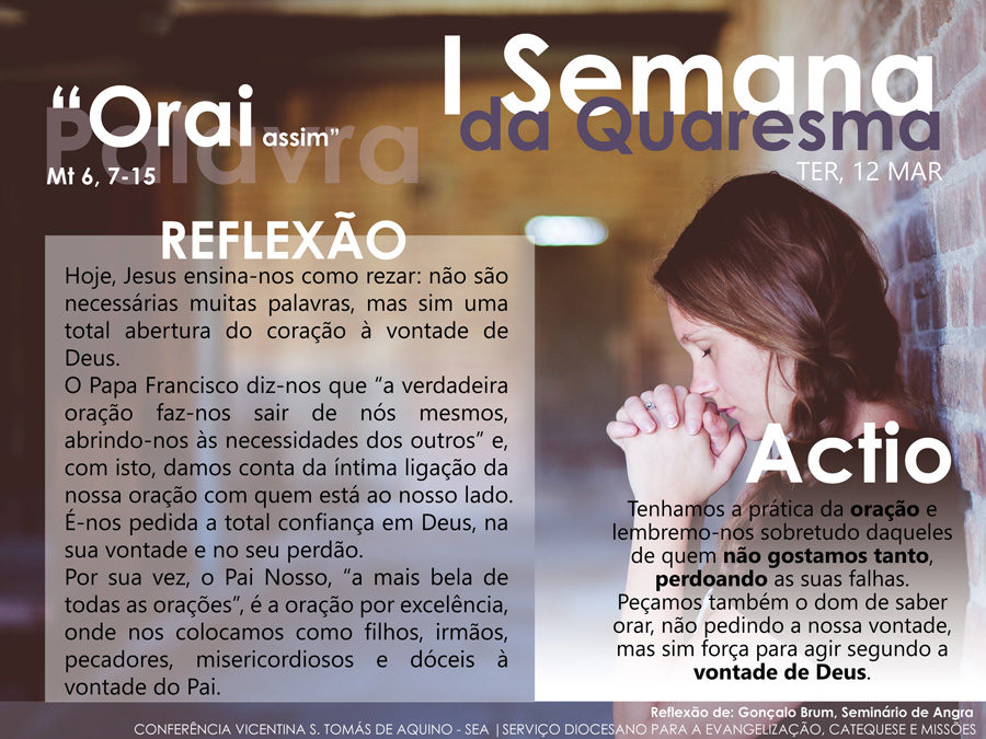 3ª feira da I semana da quaresma