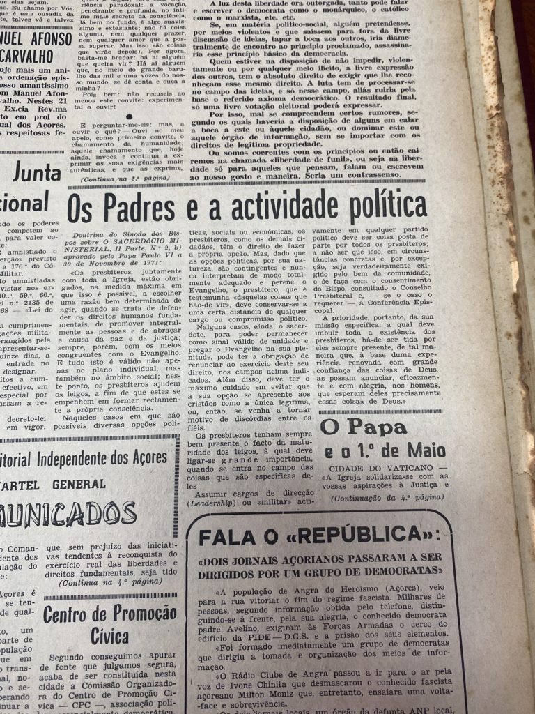 25 de Abril: Documentos publicados pelos bispos em 1973 e 1974 revelam desejo de pluralismo de opções políticas